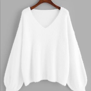 Plus Lantern Sleeve Fuzzy Jumper